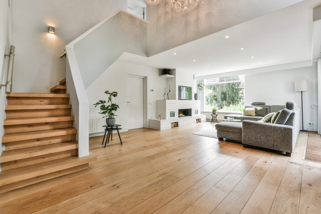 Open-concept living room with hardwood flooring | Dalton Flooring of Georgia